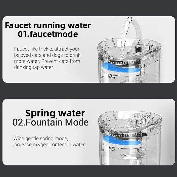 1.8 L Transparent Pet Water Fountain with Motion Sensor and Filter