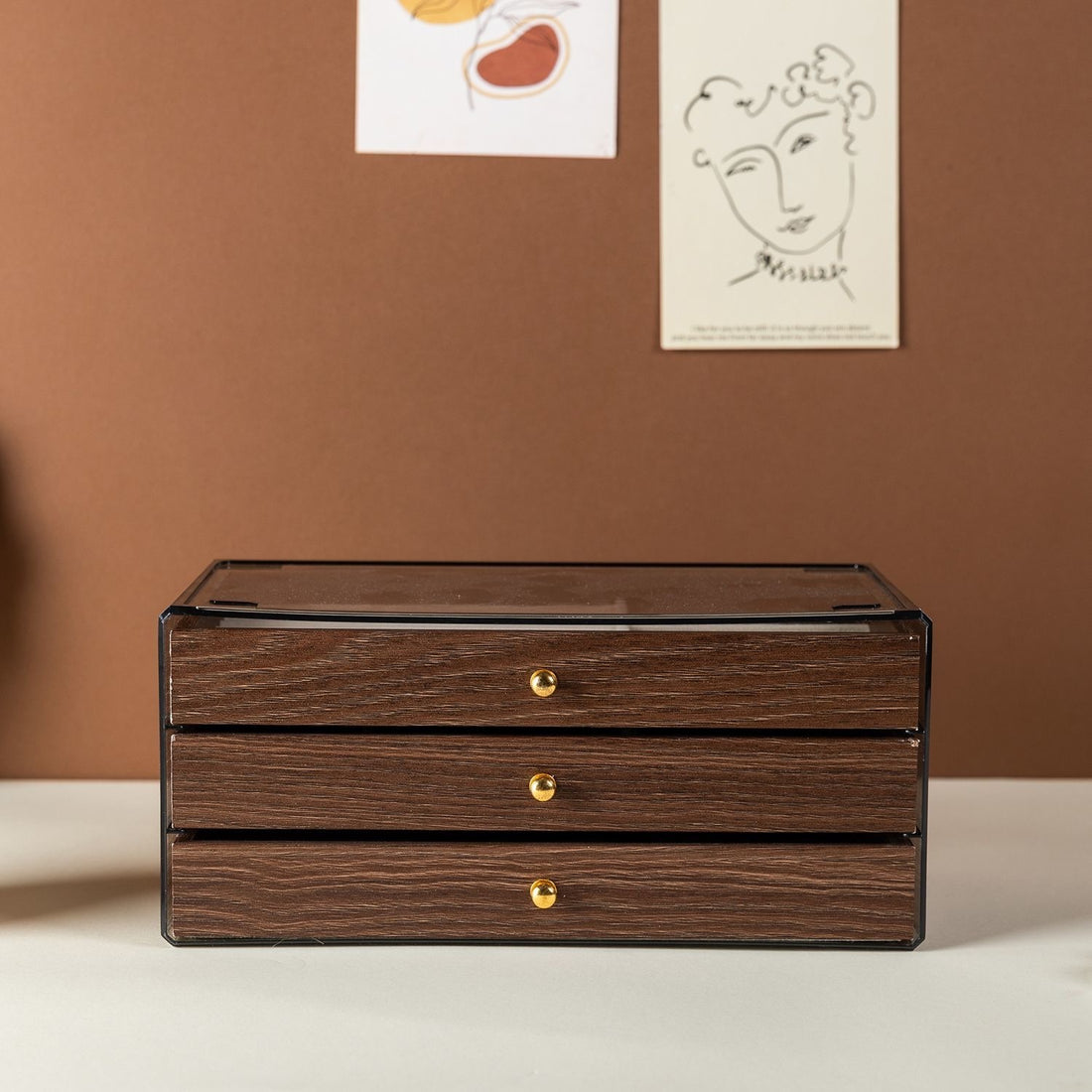 3 Drawer Jewelry Organizer with Transparent Cover