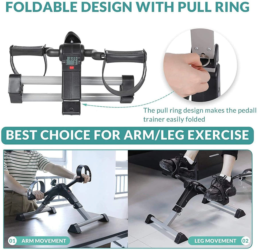 Arm and Leg Pedal Exerciser Sports Gym Fitness Bike LCD Display Variable Resistance Home Rehabilitation Trainer
