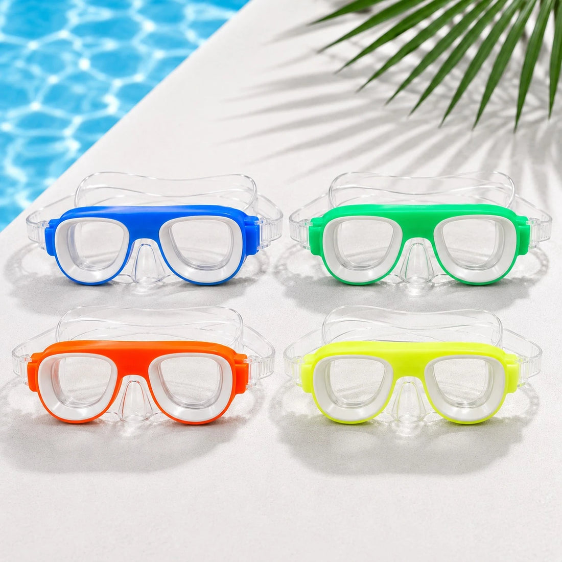 Kids Swimming Goggles Waterproof Swim Glasses Pool Beach Water Sports Eyewear Adjustable Transparent Strap