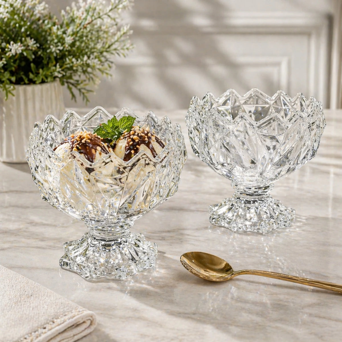 Set Of 2 Cityglass Rocks Glass Ice Cream Cup Crystal Dessert Bowls 25 cl 10 cm