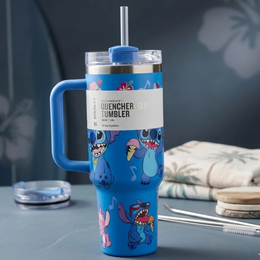 Stitch Labubu Inspired Stanley Stainless Steel Insulated Tumbler Cup With Handle Straw 40 Oz - Image 2