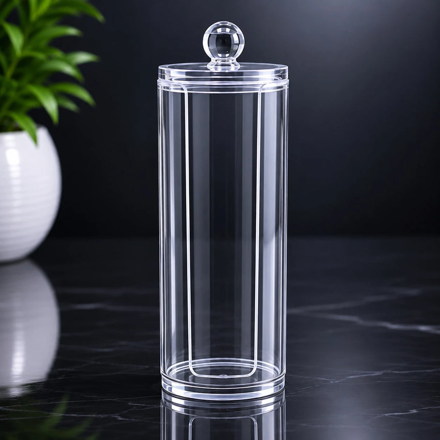 Clear Acrylic Cotton Pad Holder Makeup Vanity Organizer Bathroom Storage Container Cosmetic Pad Dispenser