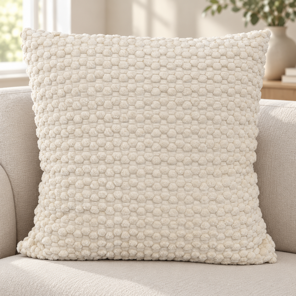 Soft Square Cushion with a Raised Pebble Textured Surface