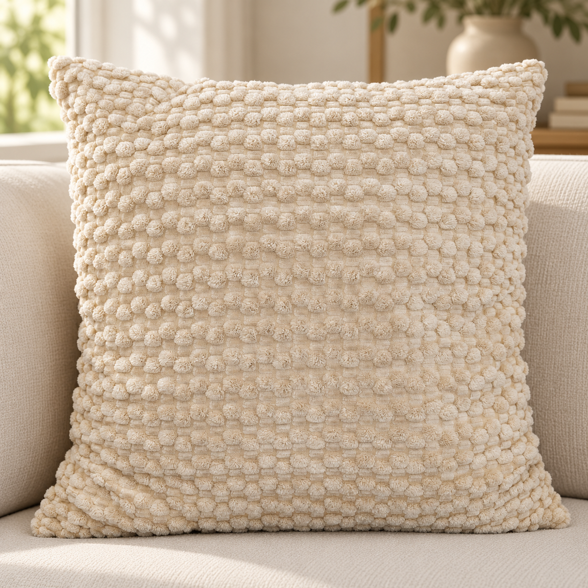 Soft Square Cushion with a Raised Pebble Textured Surface