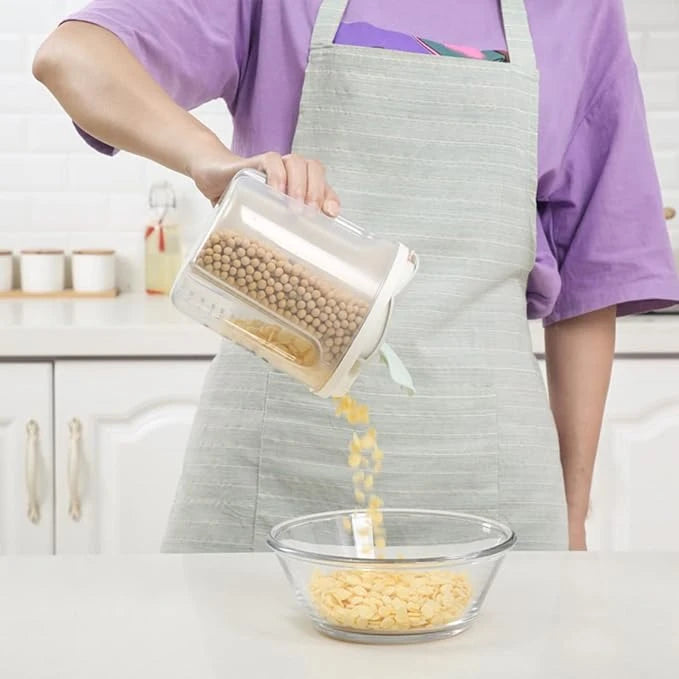 1500ml Multi-Compartment Airtight Food Storage Container with Petal-Shaped Pouring Lid for Grains Nuts Cereal and Dry Food