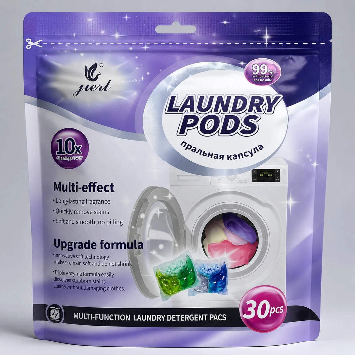Laundry Pods Multi Function Laundry Detergent Capsules Deep Clean Long Lasting Fragrance 30 PCS - Image 2