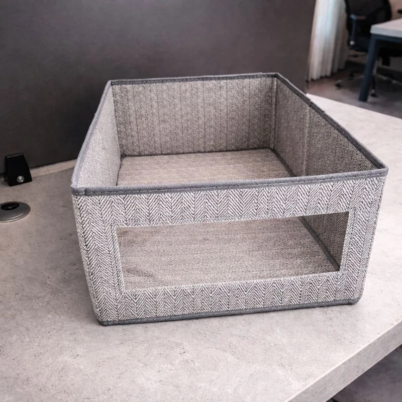 Large Foldable Fabric Storage Box with Clear Window – Closet Organizer, Wardrobe Storage Bin, Shelf & Drawer Organization Solution