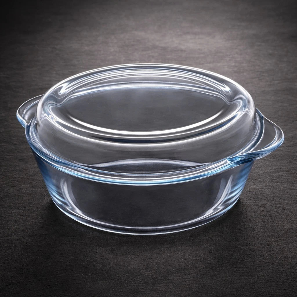 Borart Borosilicate Glass Casserole With Lid Oven Safe Baking Dish Cooking Pot Heat Resistant Kitchen Cookware Serving Dish 2.9L
