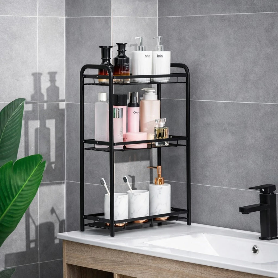 3-Tier Metal Kitchen Countertop Organizer Rack – Spice Rack Shelf, Jar & Bottle Storage Stand, Condiment Holder, Pantry & Cabinet Organizer