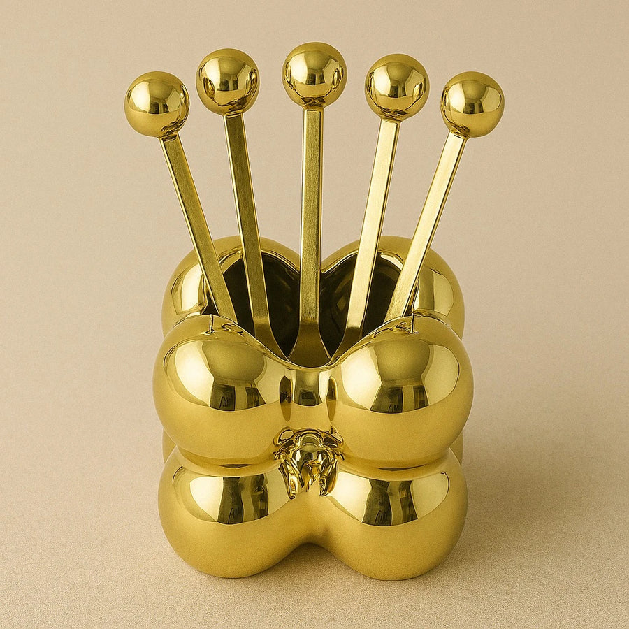 Gold Bubble Fruit Forks