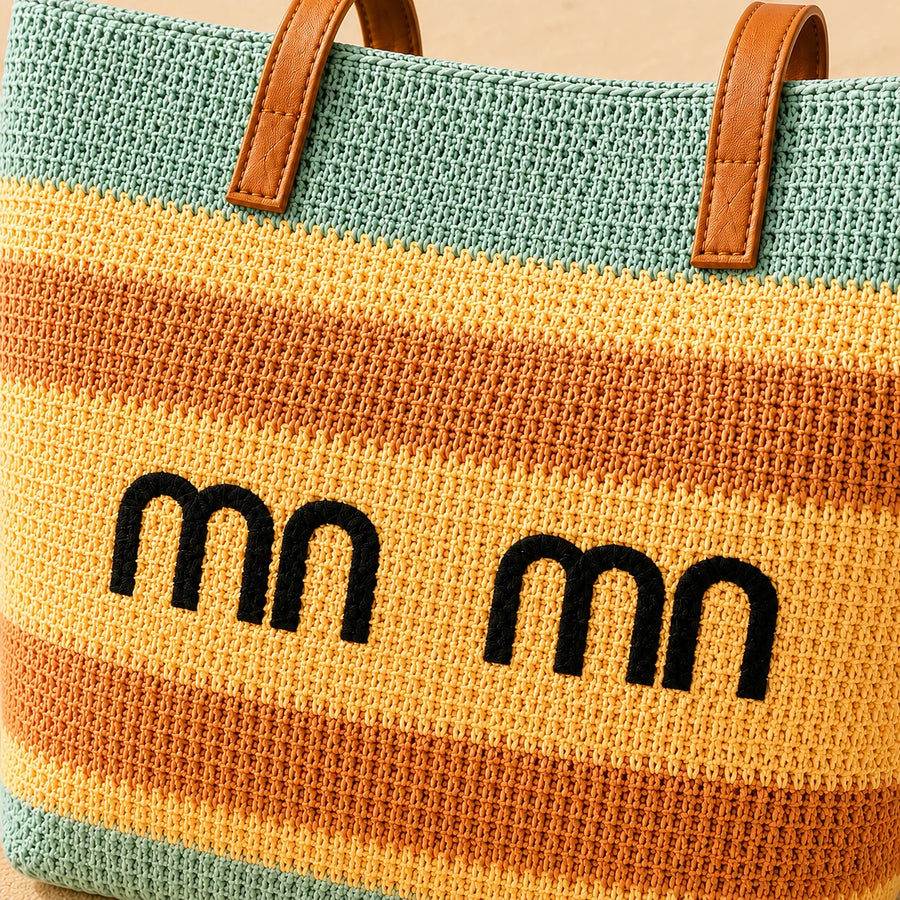 Summer Beach Tote Bag Woven Straw Beach Bag Crochet Shoulder Bag Large Capacity Travel Bag