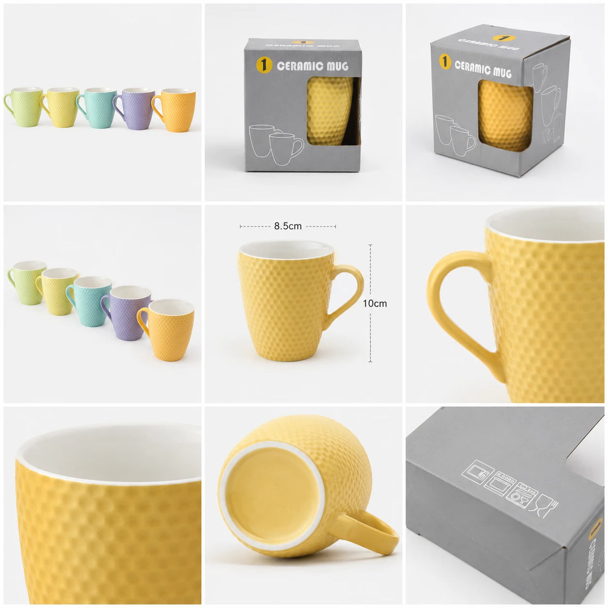Ceramic Mug Textured Coffee Mug Tea Mug Pastel Color Ceramic Cup