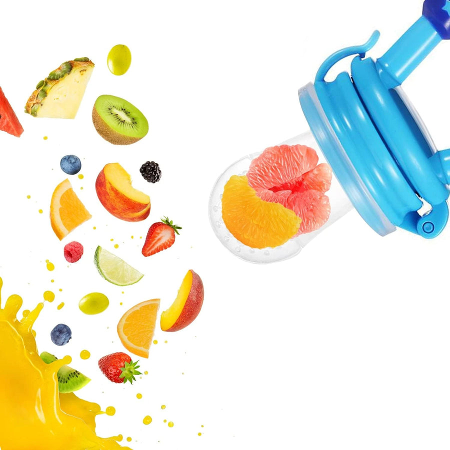 4 Piece Baby Silicone Food Feeder Pacifier and Teether Set for Fruit and Puree Feeding