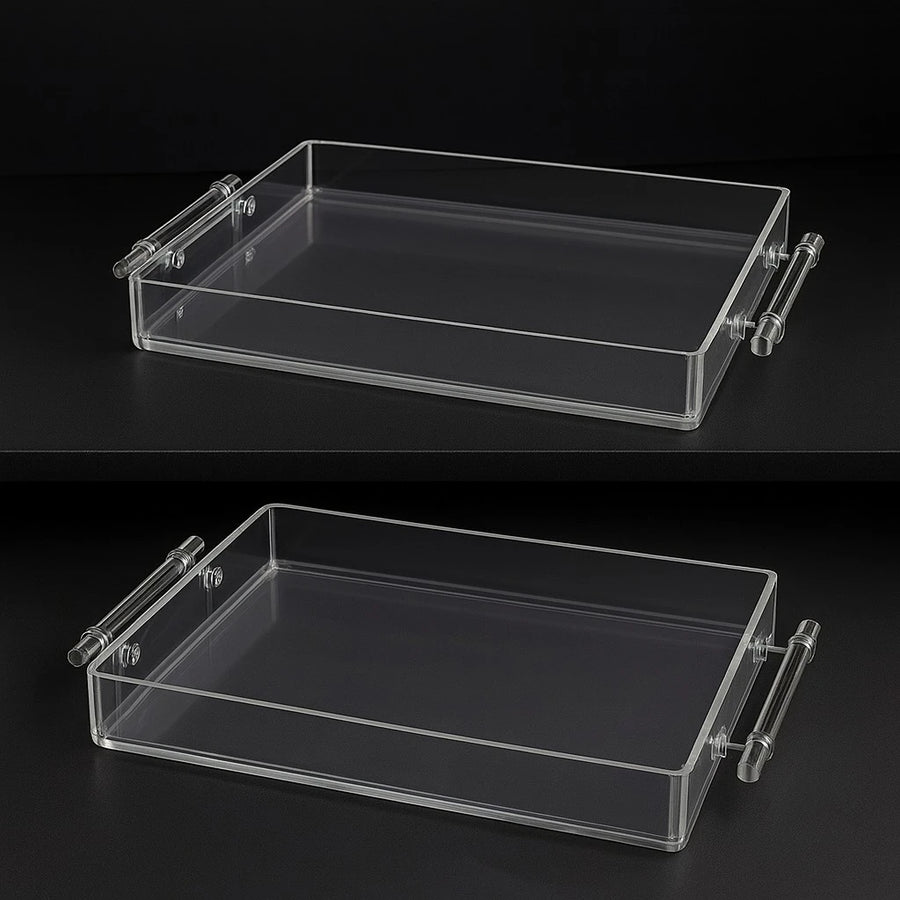 Set of 2 Transparent Acrylic Serving & Display Trays