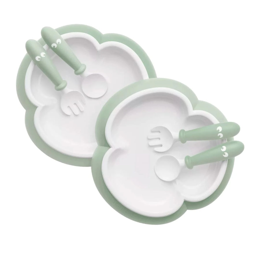 3 Piece Baby Self Feeding Set with Suction Plate Spoon and Fork