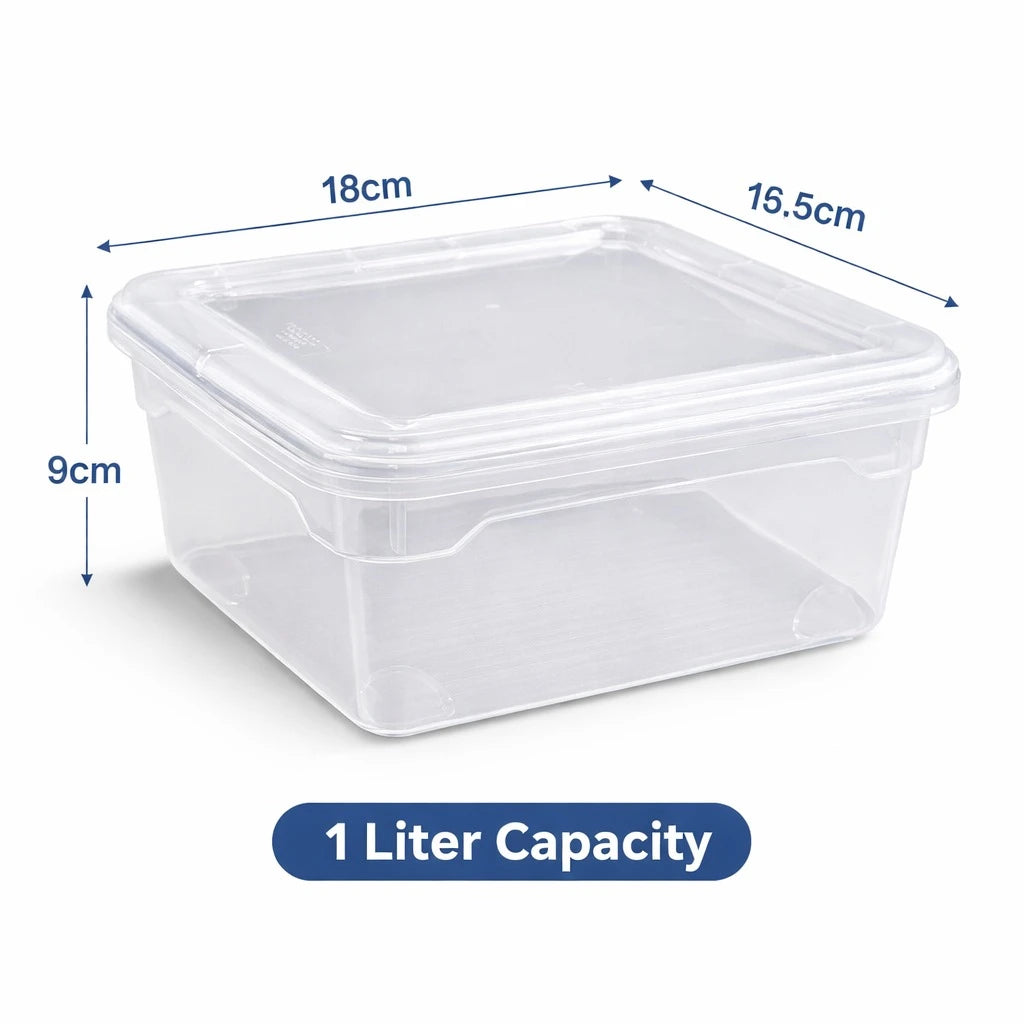 Food Storage Container 1 Liter Airtight Plastic Box Kitchen Storage Organizer Meal Prep Container
