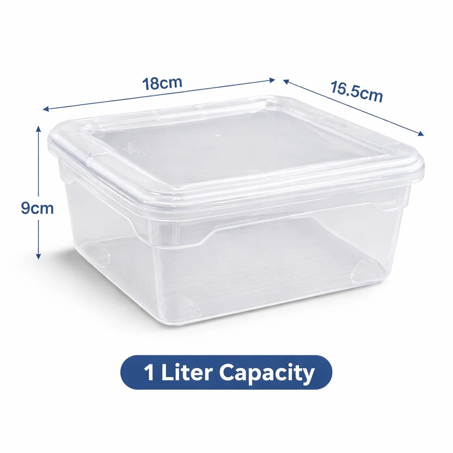 Food Storage Container 1 Liter Airtight Plastic Box Kitchen Storage Organizer Meal Prep Container