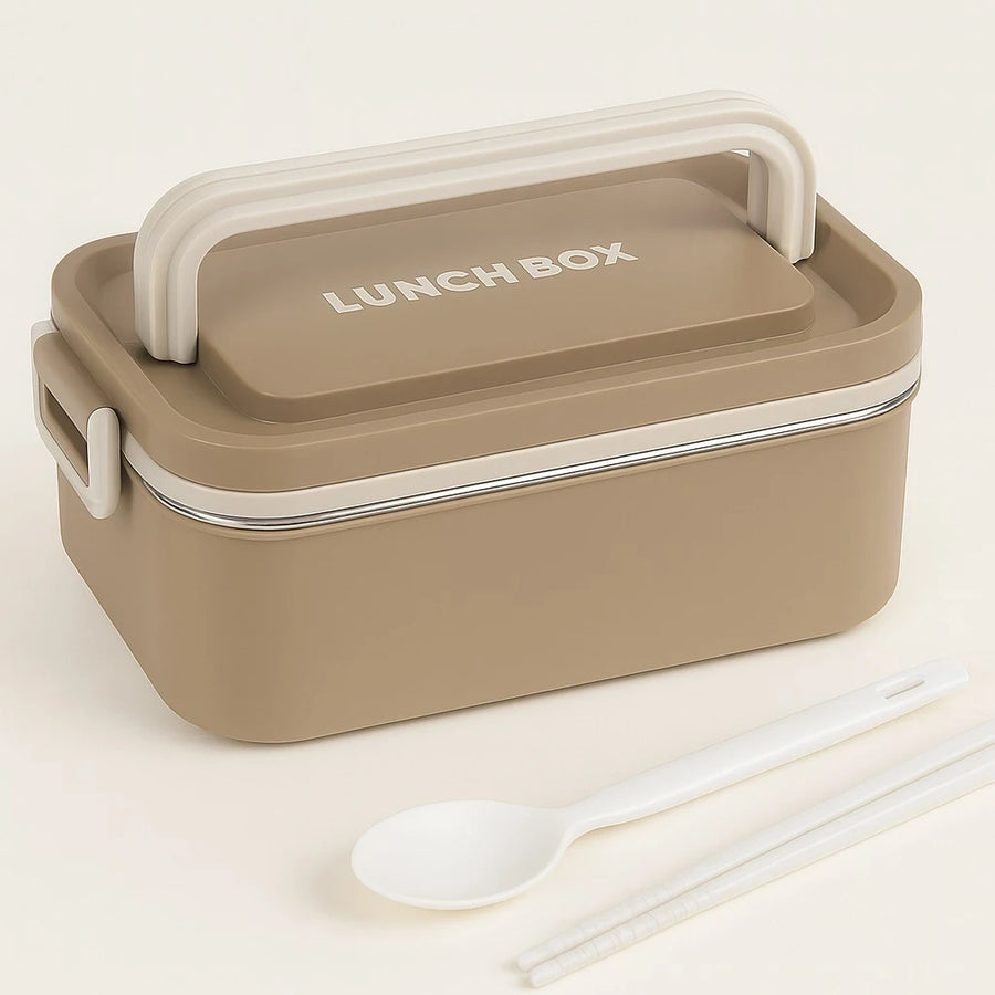Durable Brown Lunch Box,1000ml Leak Proof Bento Design