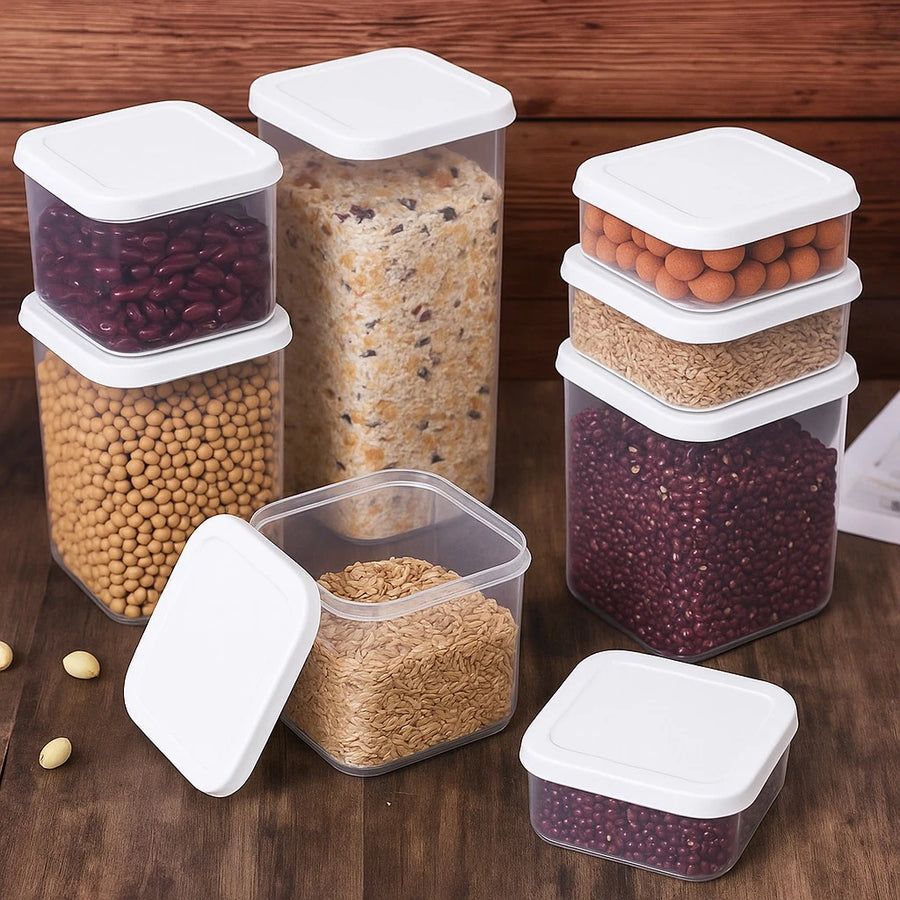 9 pcs Food Storage Container Set Airtight Kitchen Storage Boxes for Pantry Fridge Meal Prep and Organization