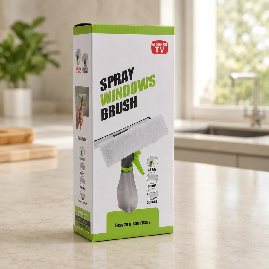 Spray Window Cleaner with Built In Water Tank Microfiber Pad and Squeegee