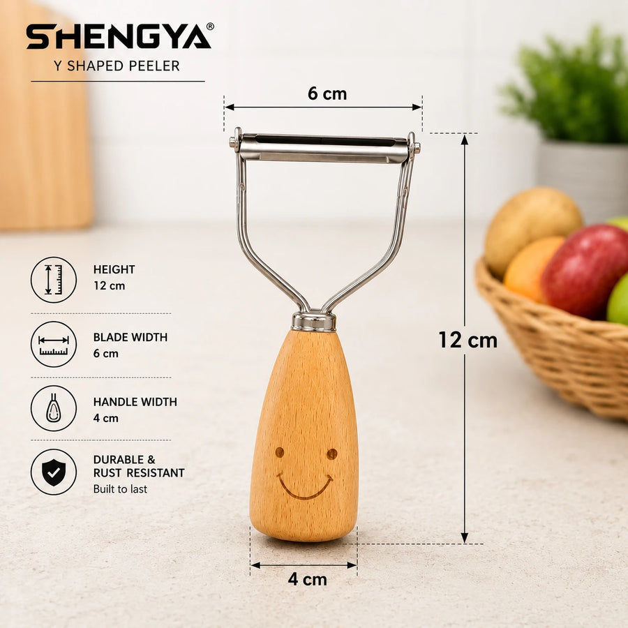 Adawat Wooden Peeler Handle Y Shaped Peeler Stainless Steel Vegetable Fruit Peeler Kitchen Peeling Tool
