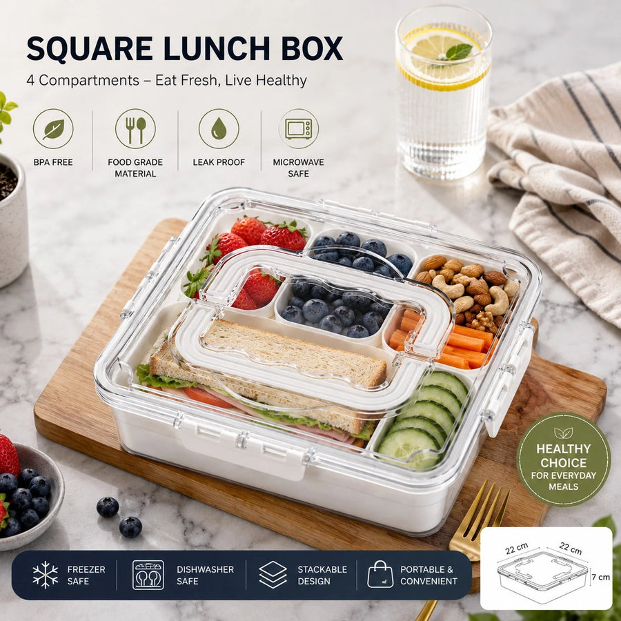 Lunch Box Meal Prep Food Storage Container Bento Box Organizer Portable Food Carrier Compartment Lunch Box Snack Container School Office Picnic Storage Box