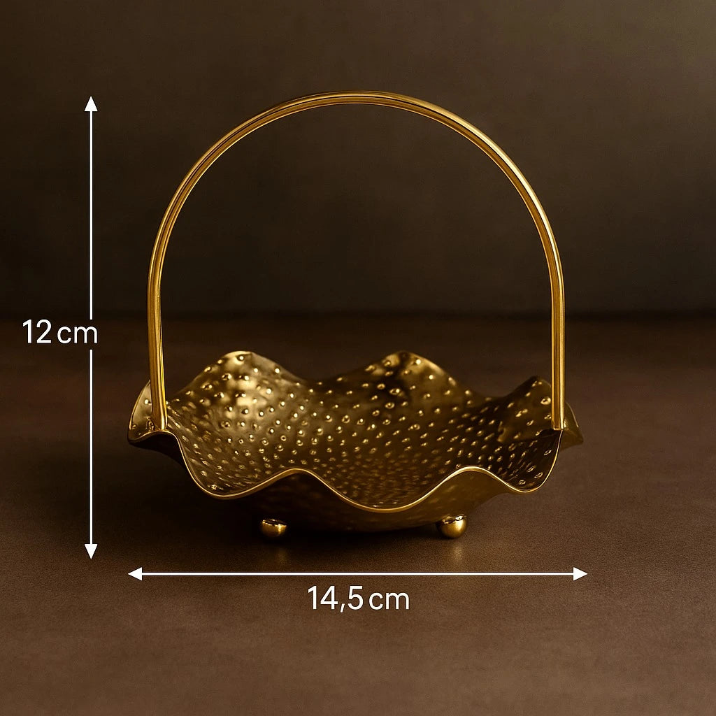 Gold-Plated Mini Serving Basket with Handle