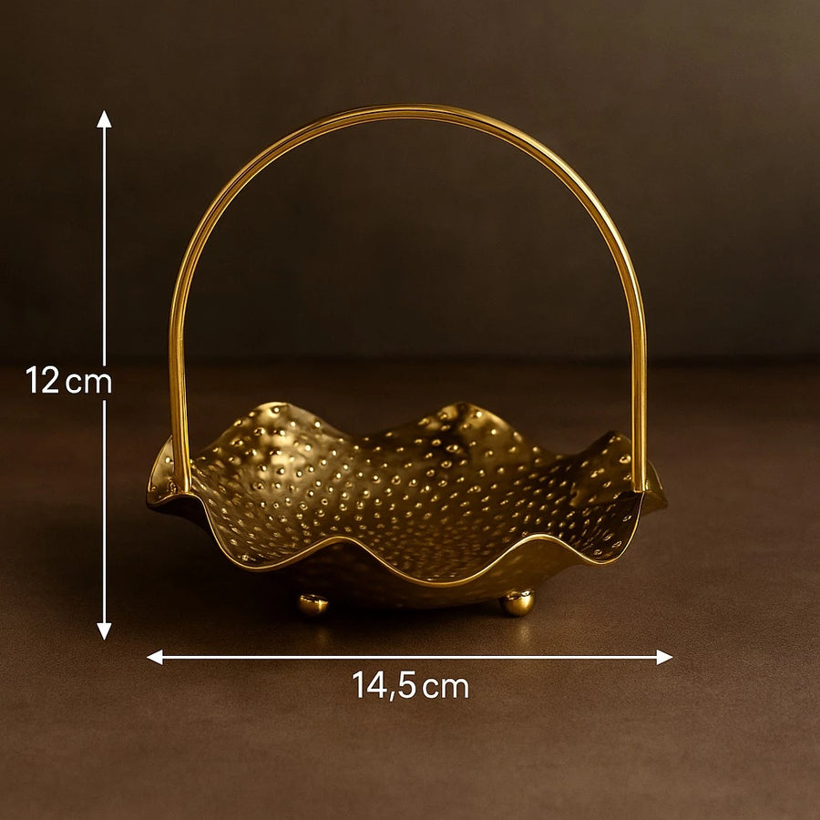 Gold-Plated Mini Serving Basket with Handle