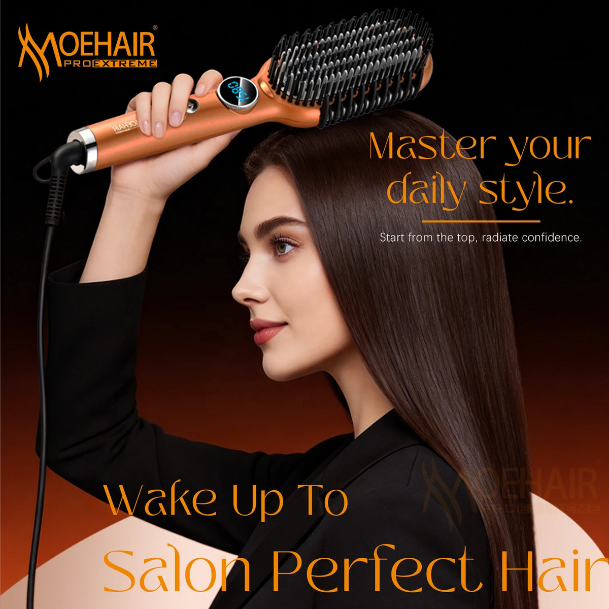Straightening Hair Brush with LCD Display | Ionic Heated Hair Straightener Comb - Image 2