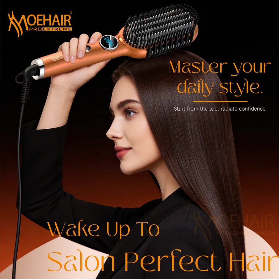 Straightening Hair Brush with LCD Display Ionic Heated Hair Straightener Comb