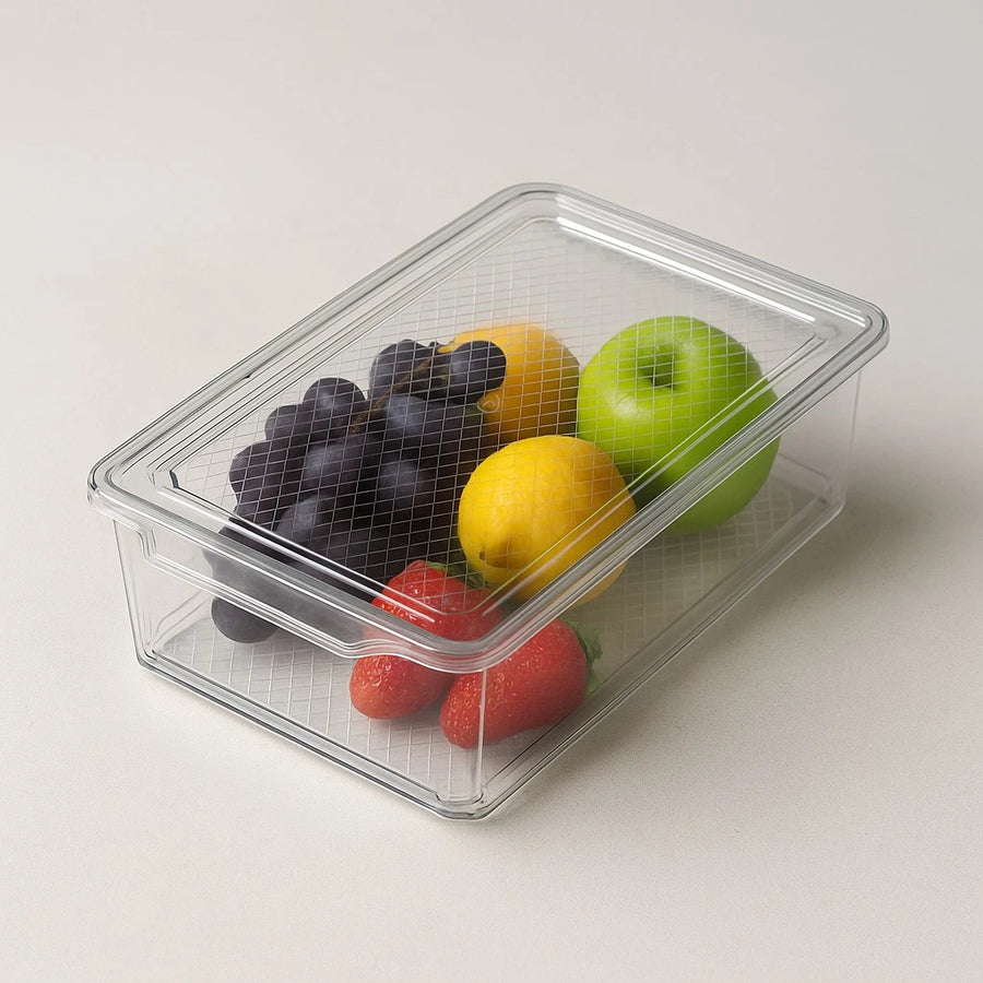 Transparent Rectangular Plastic Container with Lid Clear Food Container for Pantry Organization Refrigerator and Kitchen Storage