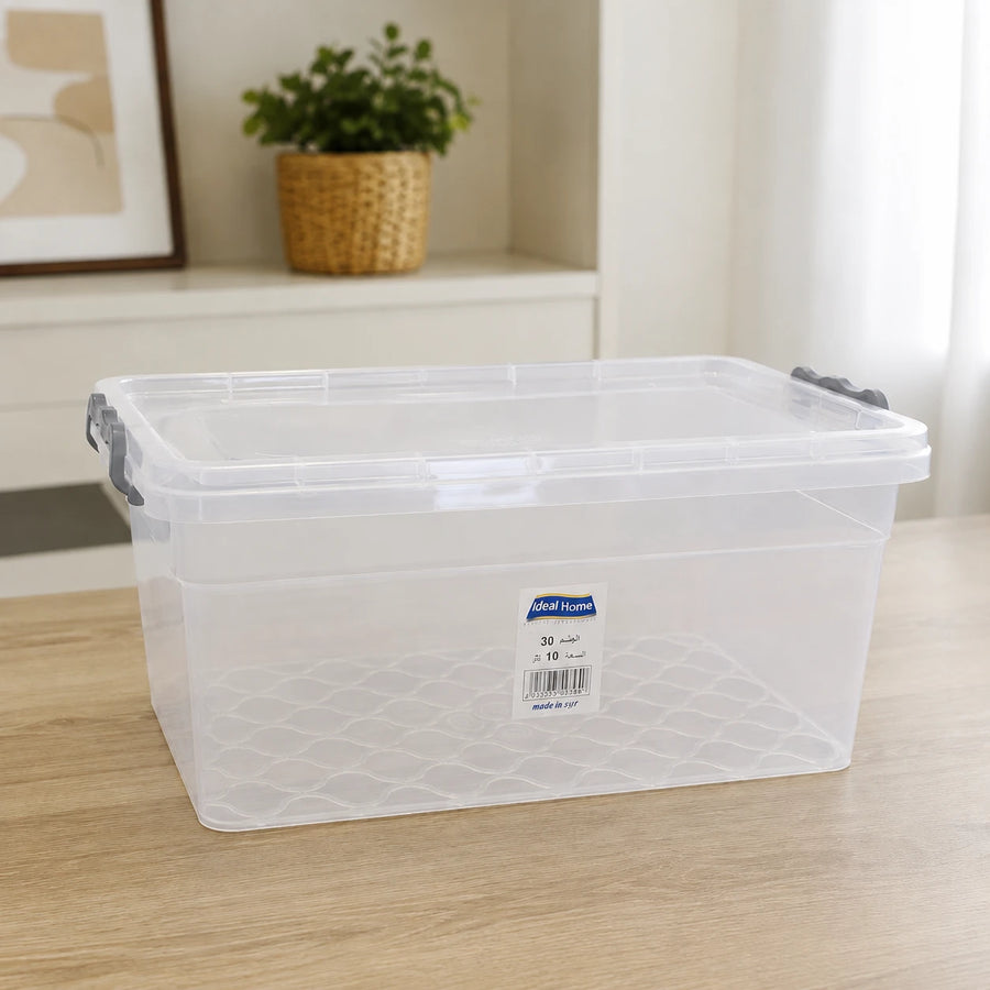 Clear Plastic Storage Box with Locking Lid 10L Stackable Storage Organizer