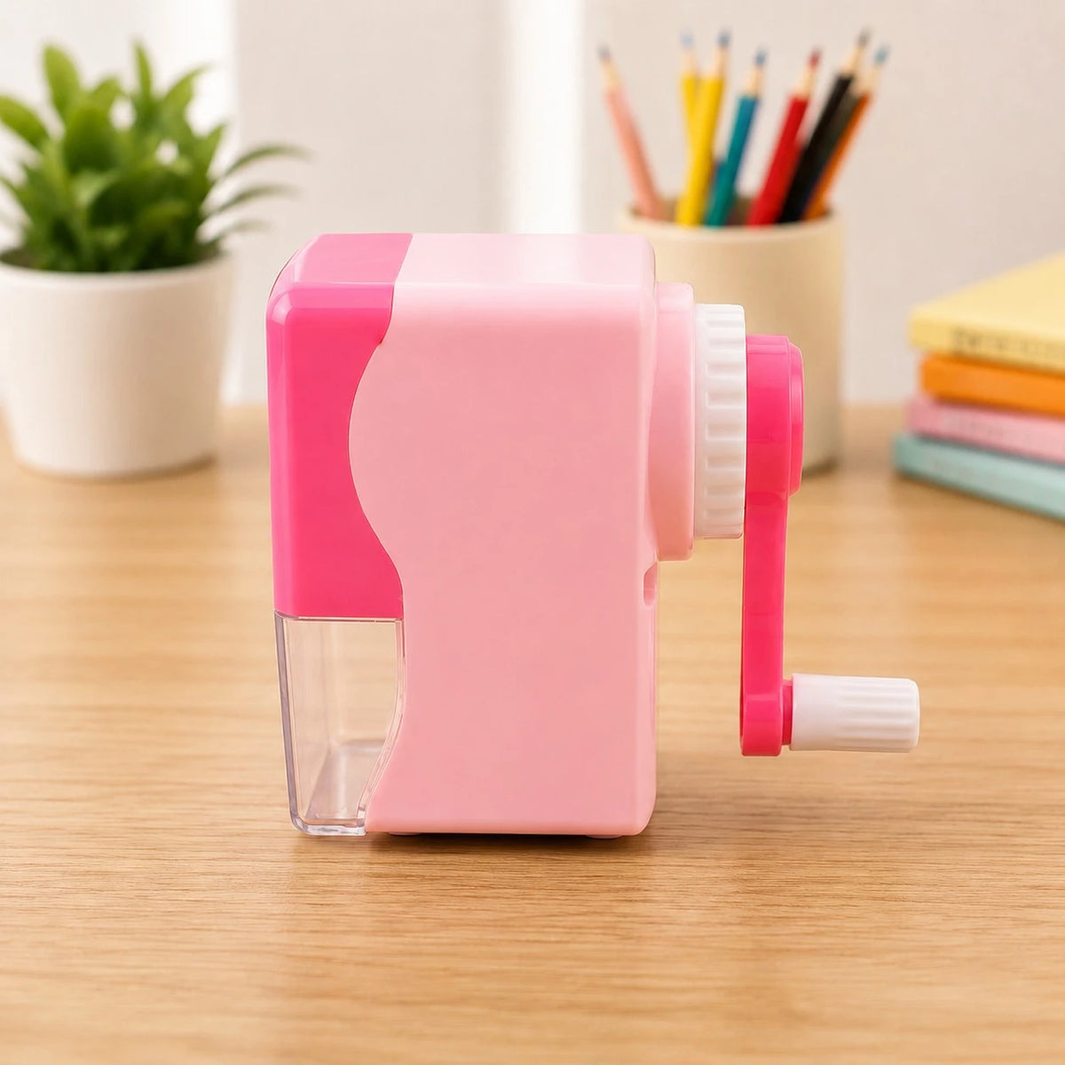 Manual Pencil Sharpener with Hand Crank Transparent Shavings Box for School Office Home Students & Artists