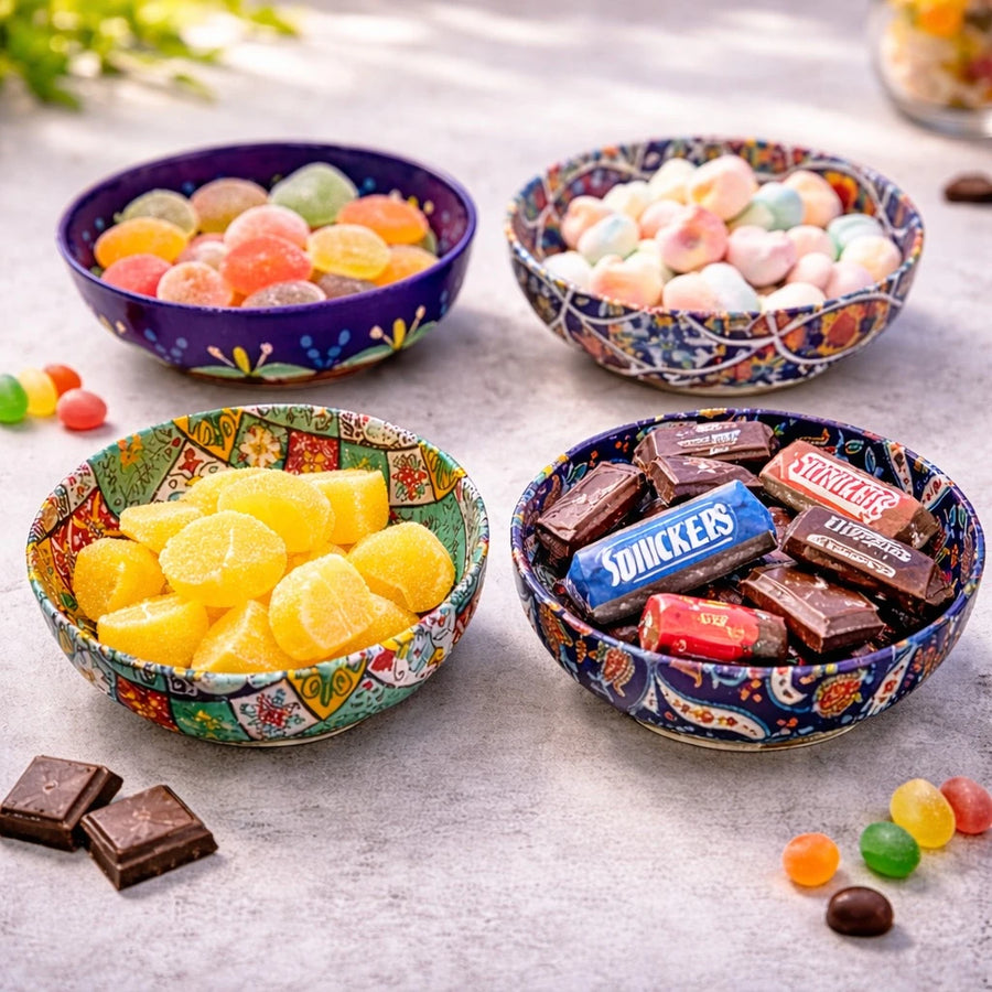 Round Metal Bowl Mandala Decorative Pattern Snack Bowl Candy Bowl Dessert Bowl 9.5 cm Diameter