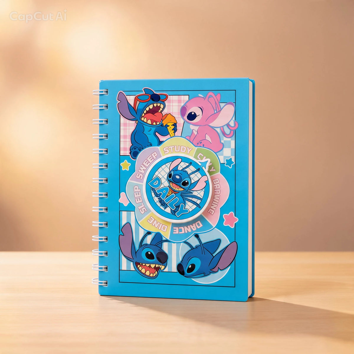 Cute Spiral Cartoon Notebook with Rotating Cover Design | Colorful Kids Journal