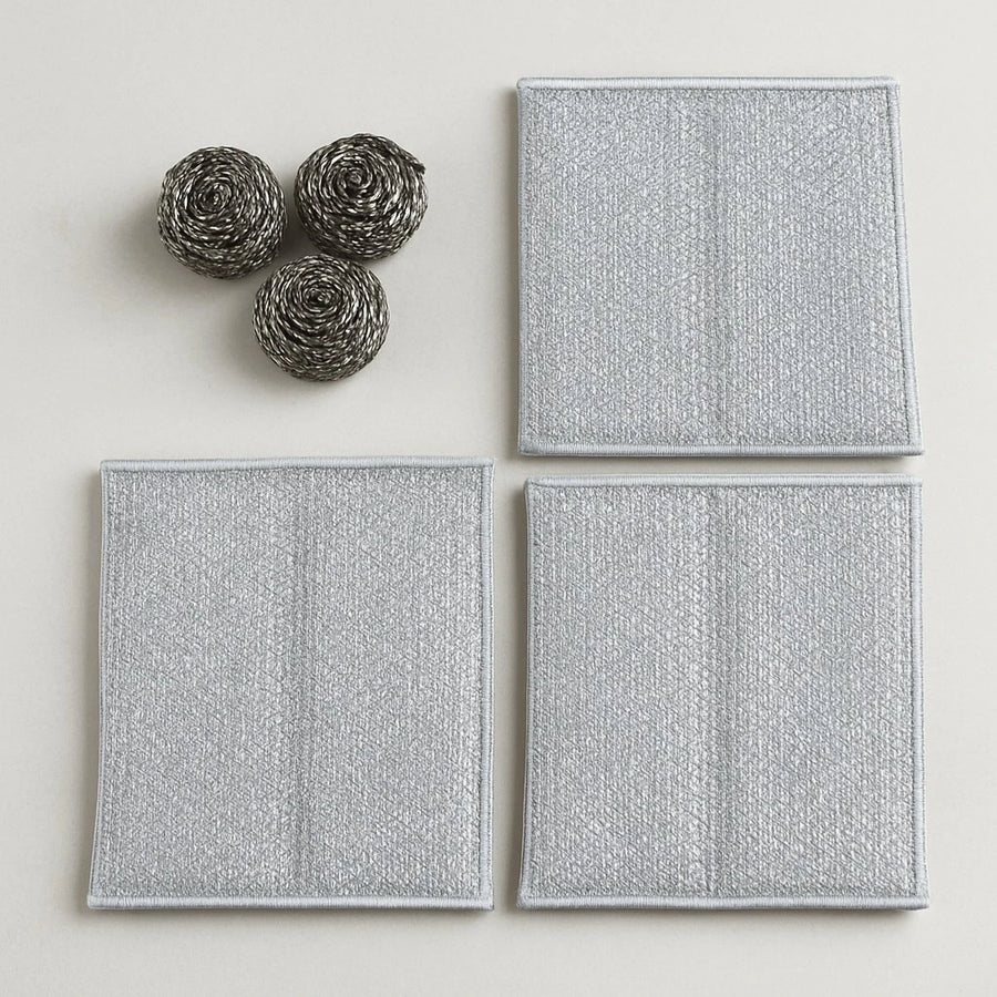 Scrubber Set, 3 Round+3 Square Mesh Pads
