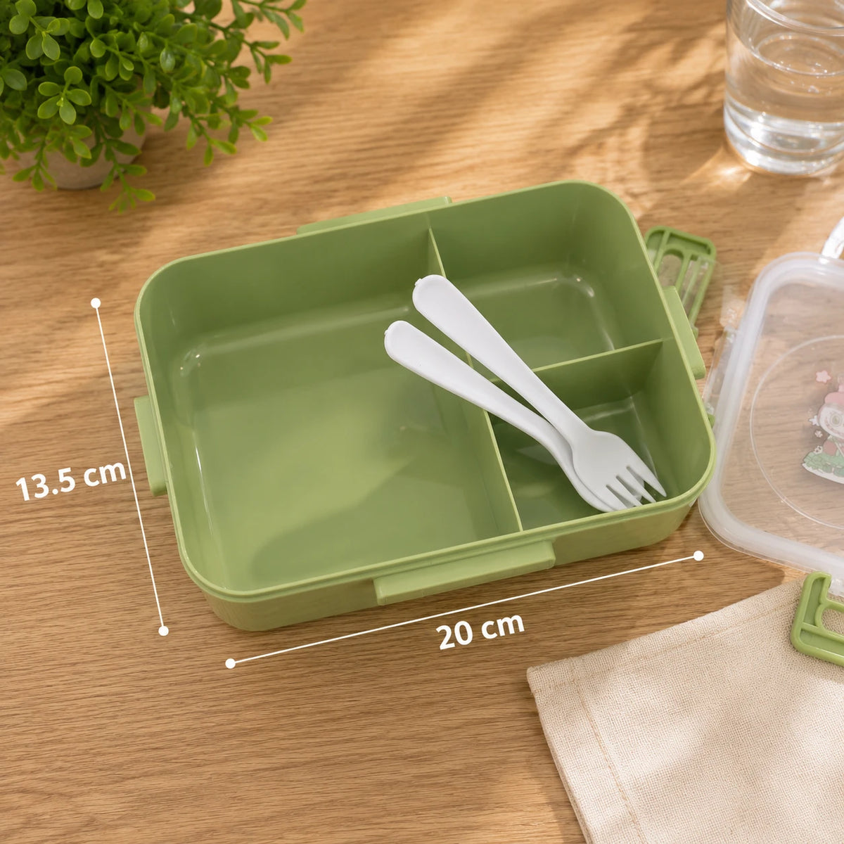 Kids Bento Lunch Box with 3 Compartments Leakproof Food Storage Container