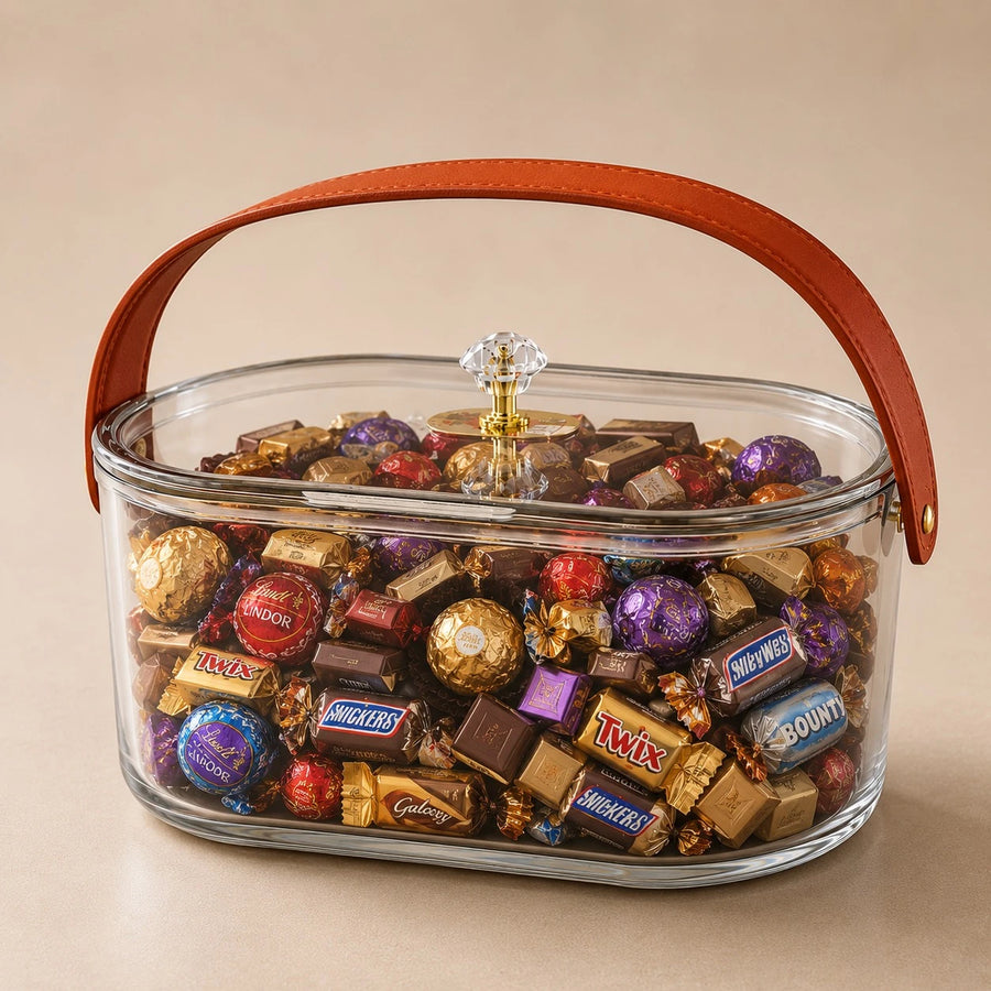 Clear Plexi Storage Container With Carry Handle Transparent Organizer Box Candy Nuts Snack Holder