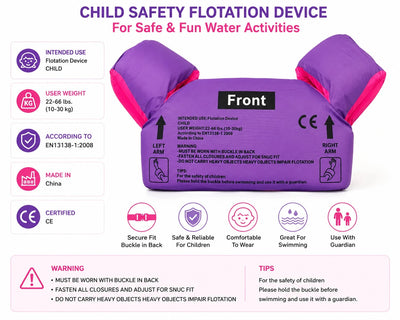 Kids Swim Vest With Arm Floaties Swimming Trainer Floatation Jacket Water Safety Vest Pool Float For Children
