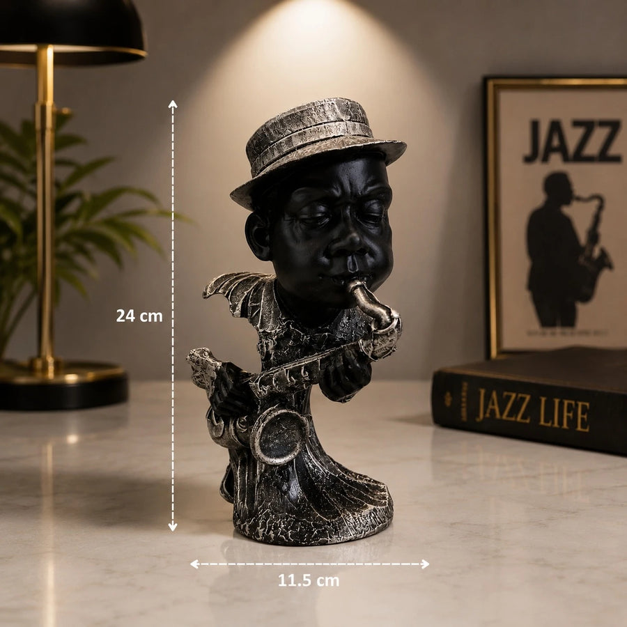 Black Jazz Musician Saxophone Figurine Decorative Tabletop Statue Modern Home Office Desk Decor Art Sculpture Ornament