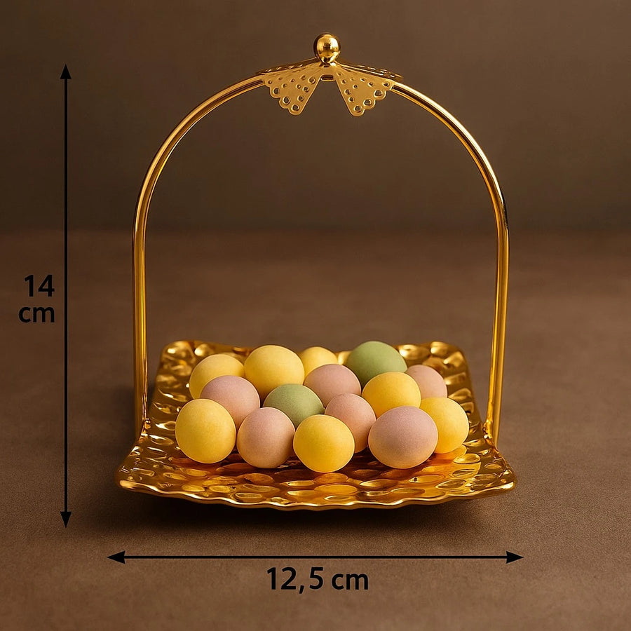 Gold-Plated Mini Serving Tray with Handle