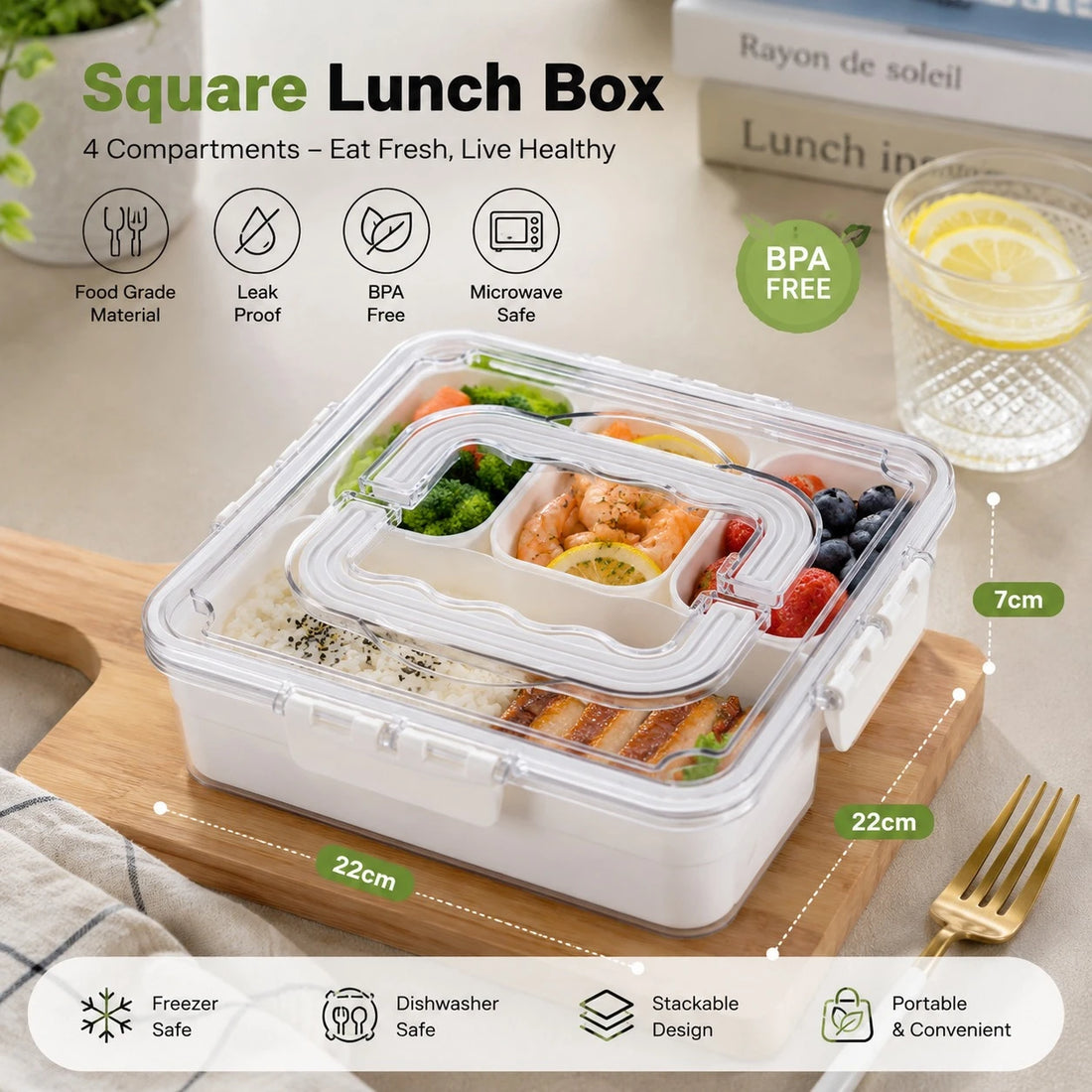 Lunch Box Meal Prep Food Storage Container Bento Box Organizer Portable Food Carrier Compartment Lunch Box Snack Container School Office Picnic Storage Box