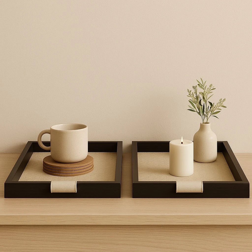 Set of 2 elegant Wooden Trays - Image 1