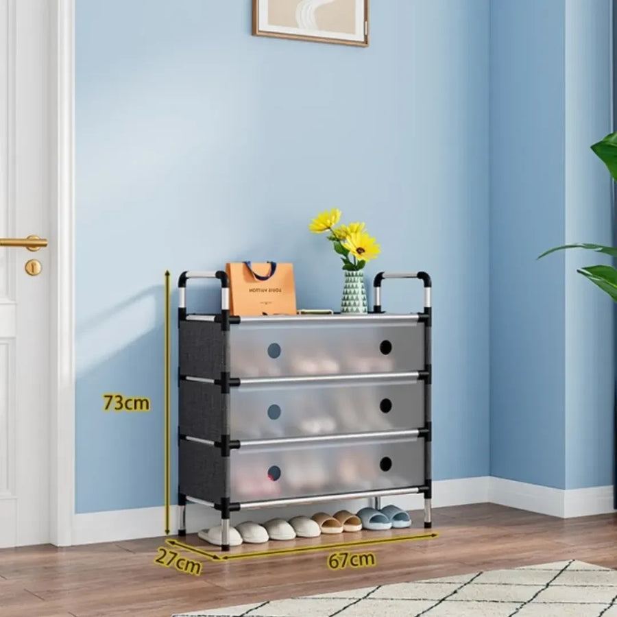 3 Tier Fabric Shoe Cabinet with Flip Covers