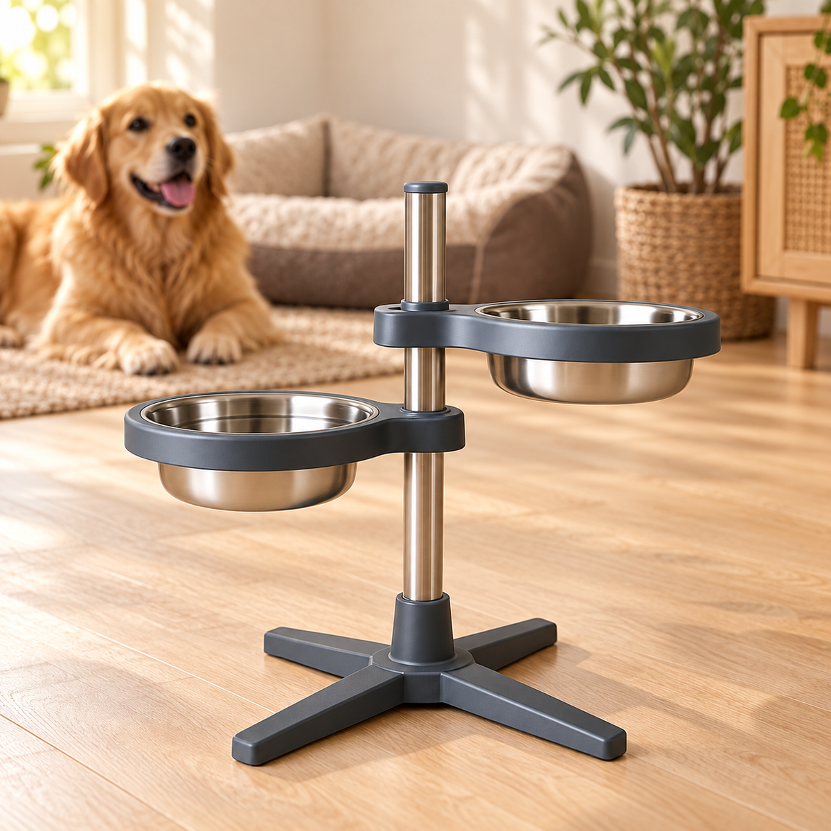 Adjustable Elevated Pet Bowl Stand 47 x 51.5 cm