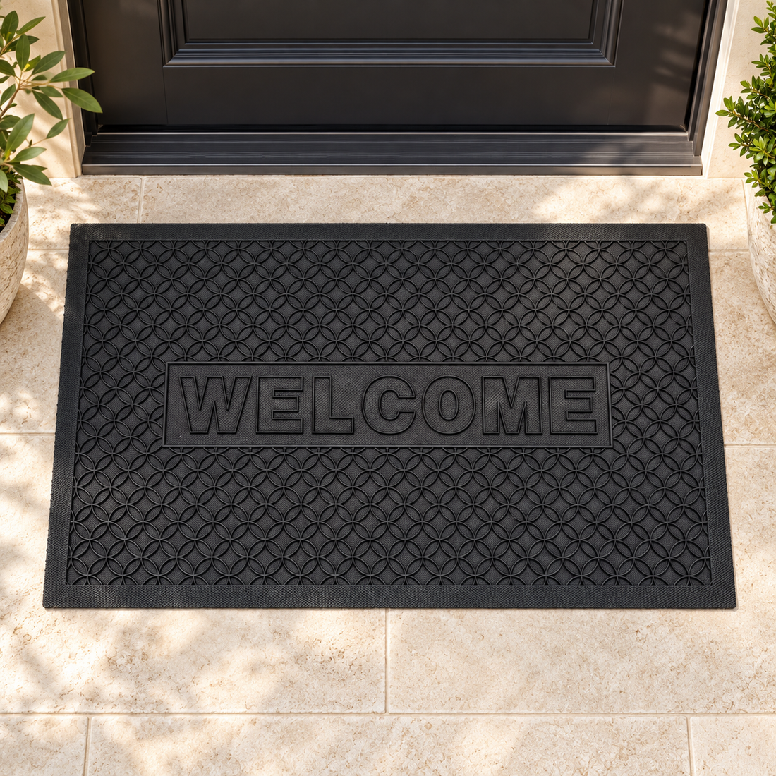 Welcome Rubber Entrance Door Mat 74.5 × 44.5 cm