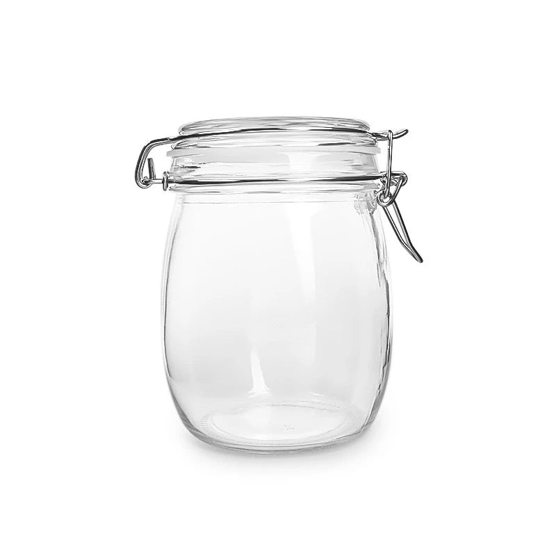 Airtight Glass Pickle & Jam Storage Jar with Metal Clamp Lid Food Storage, Fermentation & Pantry Container 750g