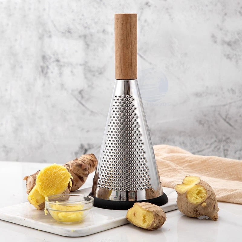 Stainless Steel Cone Grater with Wooden Handle