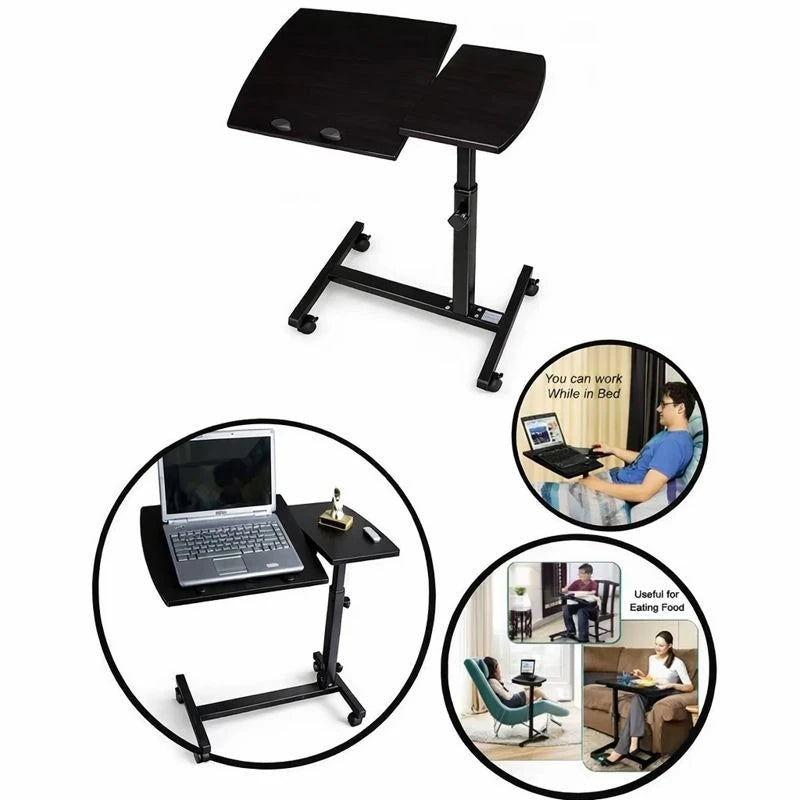 Adjustable Rolling Laptop Stand – Mobile Laptop Desk with Mouse Tray, Height-Adjustable Computer Table for Bed, Sofa & Office